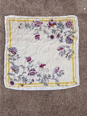 Floral Print Square Scarf in Yellow and Magenta